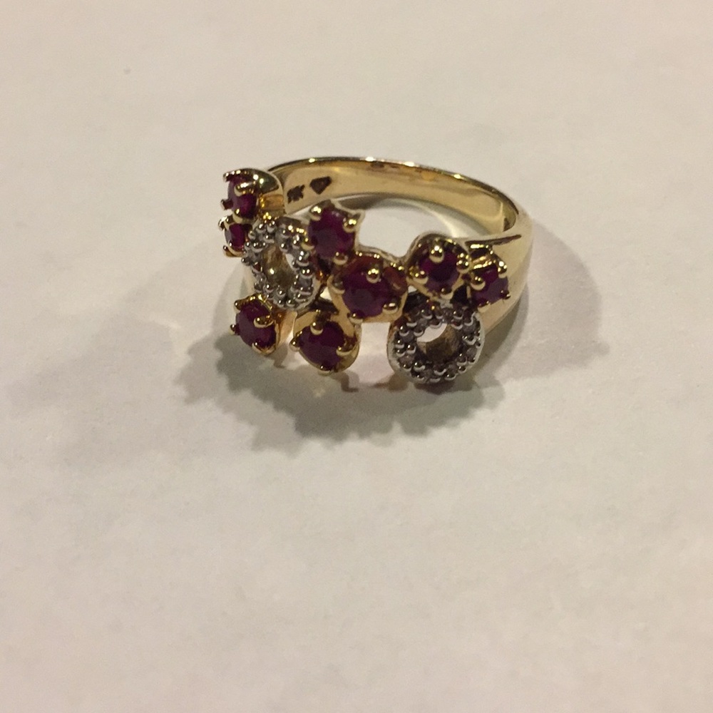 14K YG Ruby and Diamond Ring - Picture 1 of 6